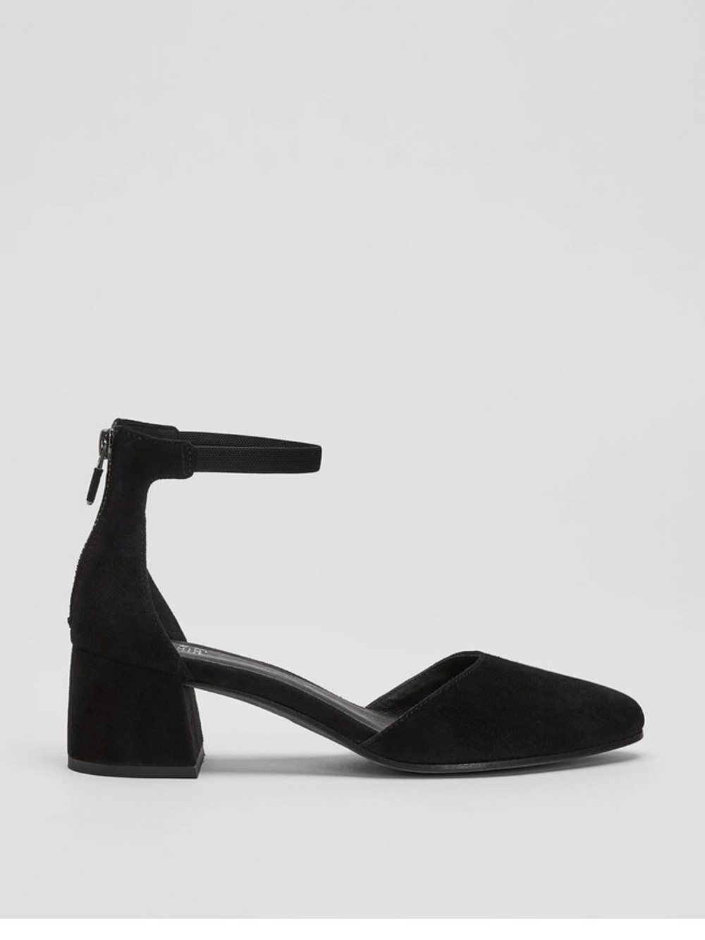 Eileen Fisher Navy Blue Goldie Suede Pump, Ankle-Strap Block Heels size 6